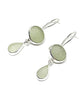 Dark Sage Green and Light Sage Sea Glass Double Drop Earrings