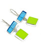 Clear Turquoise & Lime Green Stained Glass Double Drop Earrings