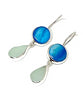 Turquoise Mother of Pearl & Soft Aqua Sea Glass Double Drop Earrings