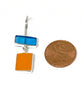 Clear Turquoise & Orange Stained Glass Double Drop Earrings