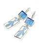 Aqua Stained Glass & Aqua and White Vintage Pottery Double Drop Earrings