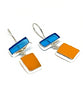 Clear Turquoise & Orange Stained Glass Double Drop Earrings