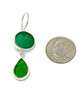Textured Green and Green Sea Glass Double Drop Earrings