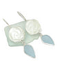 Hand Carved White Stone Flower with Light Blue Sea Glass Leaf Double Drop Earrings