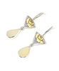 Yellow Flower Vintage Pottery with Cream Stained Glass Double Drop Earrings
