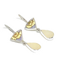 Yellow Flower Vintage Pottery with Cream Stained Glass Double Drop Earrings