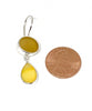 Amber Sea Glass with Yellow Mother of Pearl Double Drop Earrings