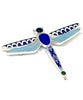 Dragonfly Pin with Cobalt & Aqua Sea Glass and Blue Vintage Pottery