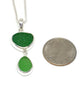 Green & Lime Green Sea Glass Double Pendant on Silver Chain