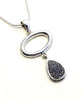 Gray Geode & Silver Loop Pendant on Sterling Silver Chain