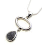 Gray Geode & Silver Loop Pendant on Sterling Silver Chain