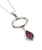 Pink Geode & Silver Loop Pendant on Sterling Silver Chain