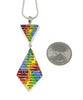 Rainbow Tie Beaded Fused Glass Double Pendant