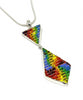 Rainbow Tie Beaded Fused Glass Double Pendant