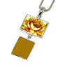Yellow Flower Vintage Pottery and Amber Sea Glass Double Pendant