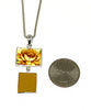 Yellow Flower Vintage Pottery and Amber Sea Glass Double Pendant