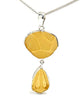 Textured Amber Sea Glass Double Pendant