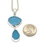 Textured Aqua Sea Glass Double Pendant