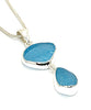 Textured Aqua Sea Glass Double Pendant