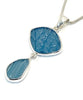 Textured Turquoise Sea Glass Double Pendant