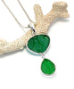 Textured Green Sea Glass Double Pendant