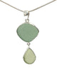 Shades of Sage Green Sea Glass Double Pendant