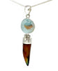 Sea Glass Marble with Agate Claw Stacked Double Pendant
