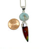 Sea Glass Marble with Agate Claw Stacked Double Pendant