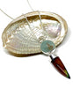 Sea Glass Marble with Agate Claw Stacked Double Pendant