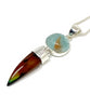 Sea Glass Marble with Agate Claw Stacked Double Pendant