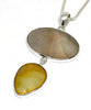 Light Brown & Gold Mother Of Pearl Double Drop Pendant on Sterling Chain