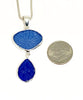 Textured Blue and Cobalt Sea Glass Double Pendant