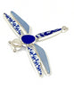 Dragonfly Pin with Light Blue & Cobalt Sea Glass and Blue and White Vintage Pottery