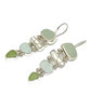 Sage Sea Pottery, Soft Blue & Light Olive Sea Glass with White Coral Stacked Earrings