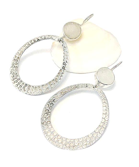 Clear Sea Glass Hoop Earrings