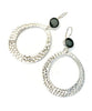 Dark Grey Sea Glass Hoop Earrings