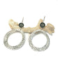 Dark Grey Sea Glass Hoop Earrings