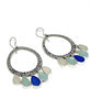 Five Drop Cobalt, Aqua & Clear Sea Glass Hoop Earrings