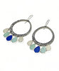 Five Drop Cobalt, Aqua & Clear Sea Glass Hoop Earrings