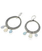 Triple Drop Light Blue and Clear Sea Glass Hoop Earrings