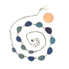 Soft Blue, Aqua and Dark Cobalt Blue Graduating 15 Piece Sea Glass Necklace