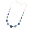 Soft Blue, Aqua and Dark Cobalt Blue Graduating 15 Piece Sea Glass Necklace