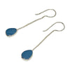 Denim Blue Sea Glass Chain Earrings