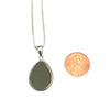 Sage Green Sea Glass Pendant with Heavy Rim on Silver Chain