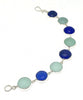 Cobalt & Aqua Sea Glass Marble Bracelet - 7 1/2