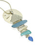 Textured Clear & Aqua with Pearl 5 Piece Stacked Barbell Connection Pendant