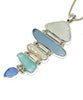 Textured Clear & Aqua with Pearl 5 Piece Stacked Barbell Connection Pendant