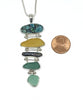 Earth Tone Sea Glass with Black Pearl & Turquoise Stacked Pendant