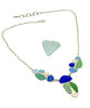 Blue, Green & Aqua 14 Piece Sea Glass Cluster Necklace