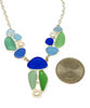 Blue, Green & Aqua 14 Piece Sea Glass Cluster Necklace
